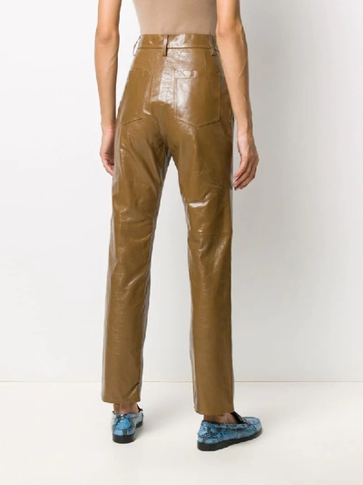 Shop Alexa Chung High-waisted Straight Leg Trousers In Brown