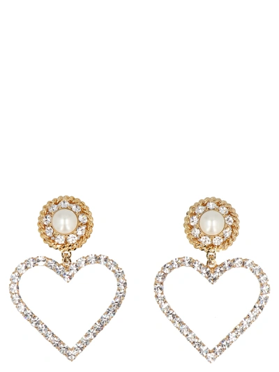 Shop Alessandra Rich Heart Earrings In Gold