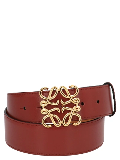 Shop Loewe Anagram Belt In Burgundy