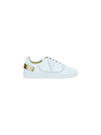 Shop Valentino Backnet Sneakers In Bianco/dark Gold/bianco