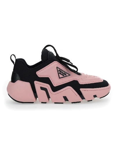 Shop Prada Low-top Sneakers In Nero+rosa