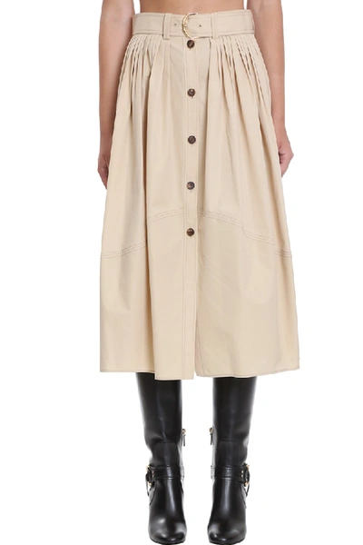 Shop Chloé Skirt In Beige Cotton