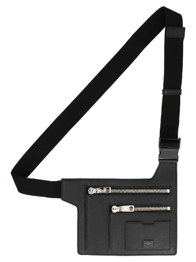 Shop Dolce & Gabbana Angular Multi-zip Leather Belt Bag In Black