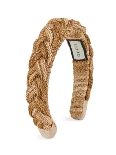 Shop Gucci Women's Braided Straw Headband In Ivory