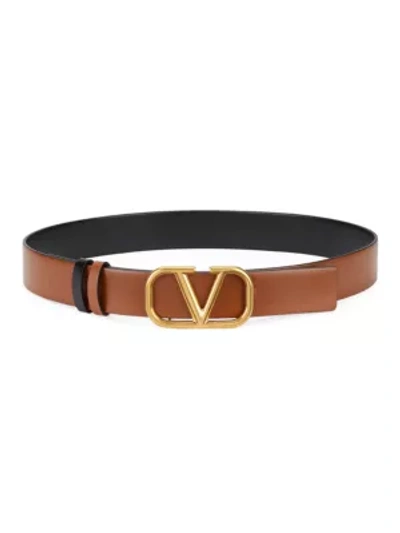 Shop Valentino V-logo Belt In Beige Black
