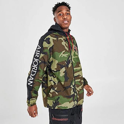 Shop Nike Jordan Men's Mashup Jumpman Classics Camo Windbreaker Jacket In Green