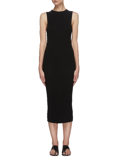 Shop Ninety Percent Racer Front Ribbed Knit Dress In Black