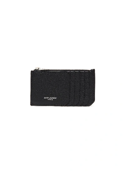 Shop Saint Laurent Grained Leather Card Case In Black