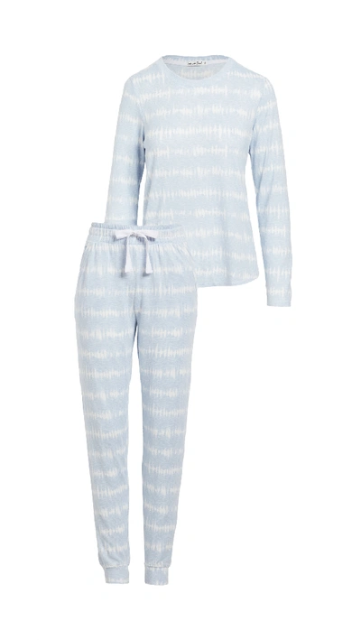 Shop Emerson Road Whisperluxe Jogger Pajama Set In Tubular Tie Dye Blue Fog