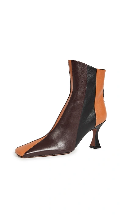 Shop Manu Atelier Multi Panel Xx Duck Boots In Orange Camel/cabernet/black