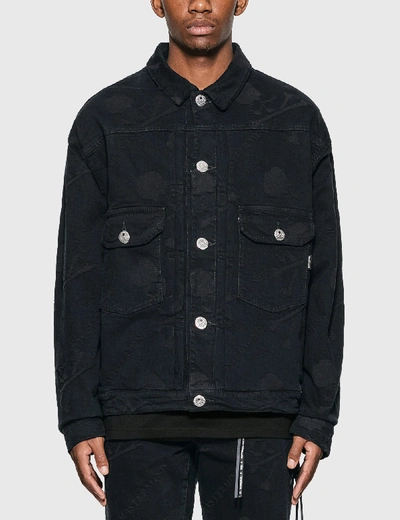 Shop Mastermind Japan Monogram Denim Jacket In Black