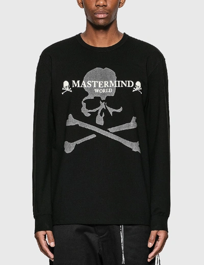 Shop Mastermind Japan Reflective Logo Long Sleeve T-shirt In Black