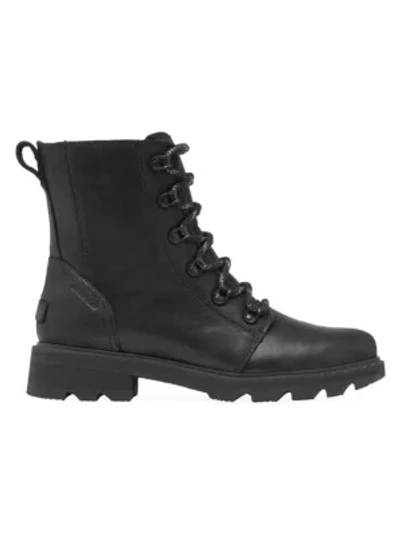 Shop Sorel Lennox Leather Combat Boots In Black