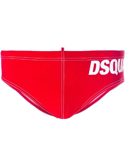 Shop Dsquared2 'brasiliano' Swim Trunks In Red