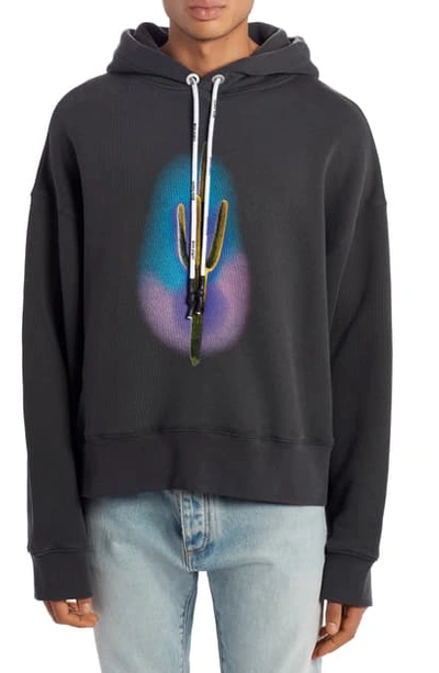 Shop Palm Angels Cactus Graphic Hoodie In Black Green