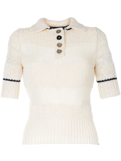 Shop Eudon Choi Knitted Striped Top In Neutrals