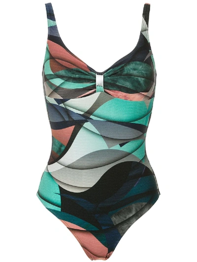 Shop Lygia & Nanny Roberta Printed Swimsuit In Blue
