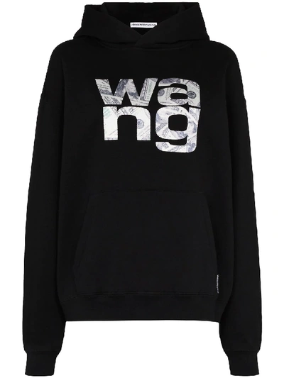 Shop Alexander Wang Logo-print Hoodie In Black