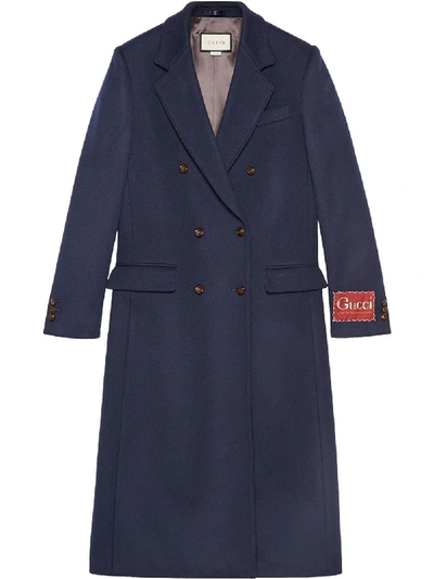 Shop Gucci Double-breasted Coat In Blue