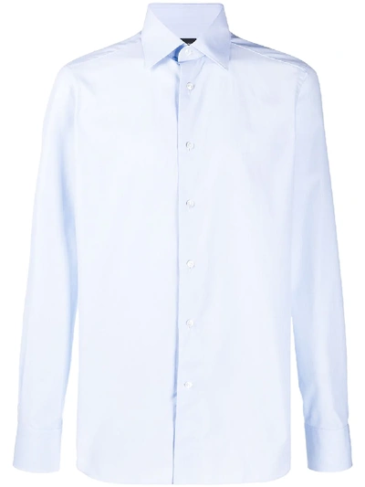 Shop Ermenegildo Zegna Long-sleeved Cotton Shirt In Blue