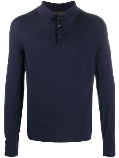 Shop Ermenegildo Zegna 12mil12 Wool Polo Shirt In Blue