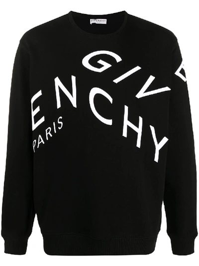 Shop Givenchy Embroidered Logo Cotton Sweatshirt In Black