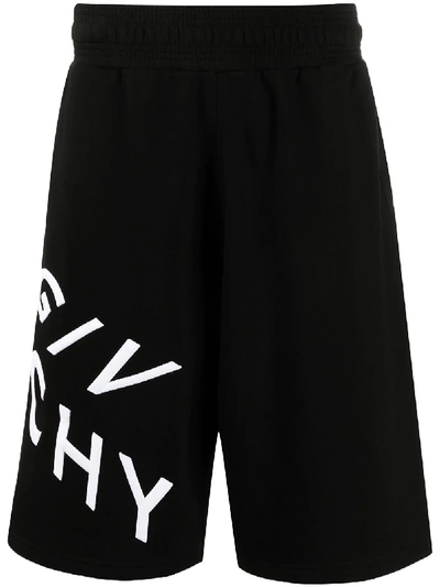 Shop Givenchy Embroidered Logo Casual Shorts In Black