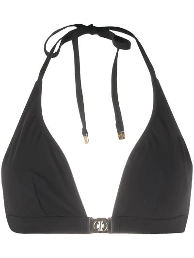 Shop Tory Burch Miller Halter-neck Bikini Top In Black