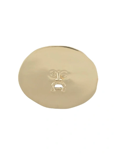 Shop Patou Antic Face Brooch In Gold