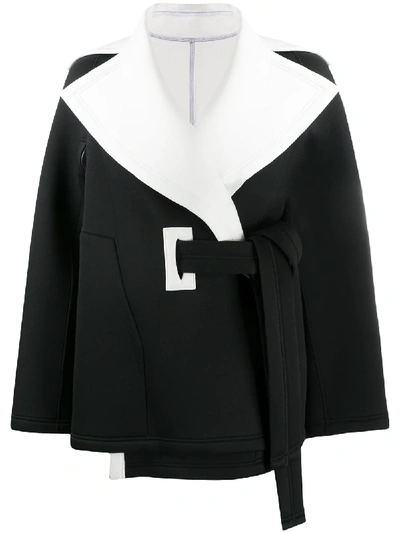 Shop Issey Miyake Contrast Collar Coat In Black
