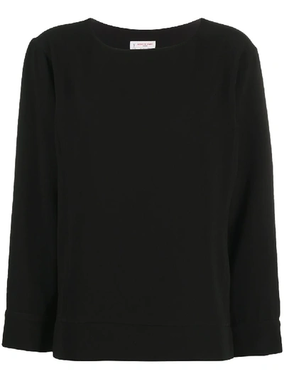 Shop Alberto Biani Boatneck Long-sleeve Sweatshirt In Black