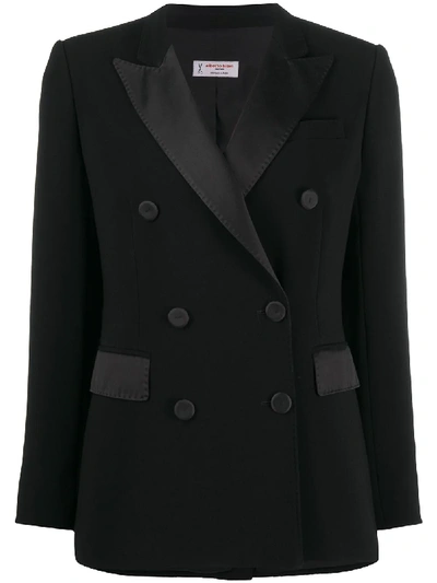 Shop Alberto Biani Double-breasted Fitted Blazer In Black