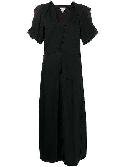Shop Bottega Veneta Ruffle Sleeve Dress In Black