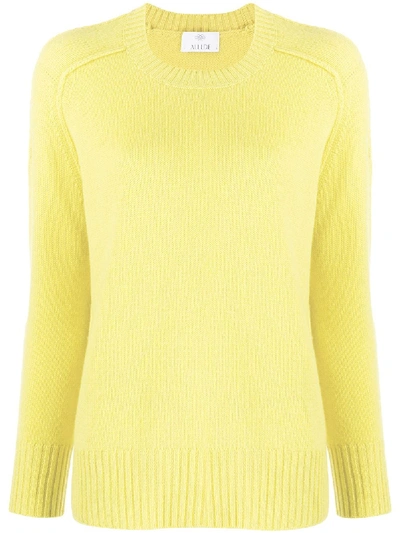 Shop Allude Ribbed-trim Crew Neck Jumper In Yellow