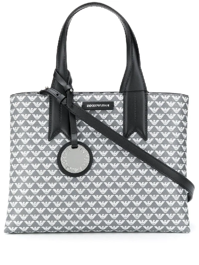 Shop Emporio Armani Logo Print Tote Bag In Grey