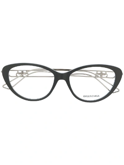 Shop Balenciaga Bb0067o Cat-eye Glasses In Black