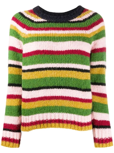 Shop Alexa Chung Multi-stripe Crewneck Jumper In Green