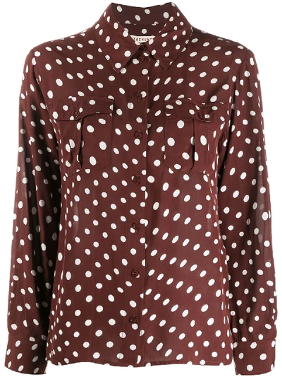 Shop Alexa Chung Polka Dot Print Long-sleeve Shirt In Brown