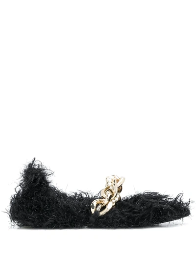 Shop Simone Rocha Fluffy Chain Trim Ballerina Flats In Black