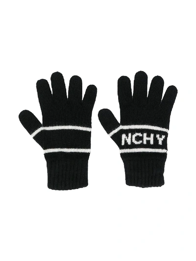 Shop Givenchy Logo Embroidered Gloves In Black