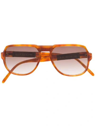 Pre-owned Givenchy 1980s Tortoiseshell Pilot-frame Sunglasses In Orange