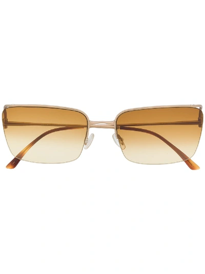 Pre-owned Prada 长方框太阳眼镜 In Gold