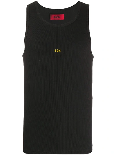Shop 424 Logo Embroidered Tank Top In Black