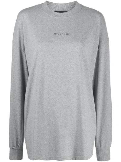 Shop Alyx Long-sleeved Logo Print Jumper In Grey