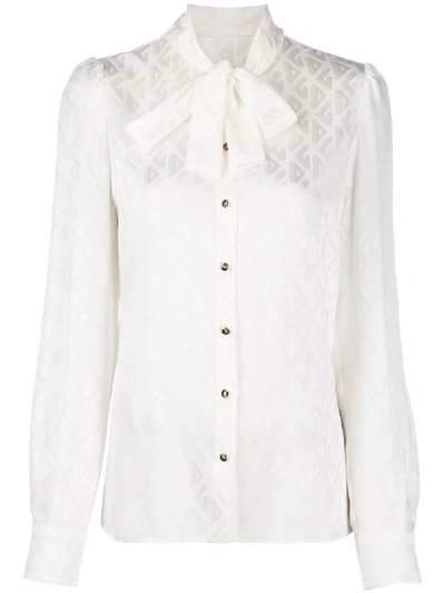 Shop Dolce & Gabbana Pussy-bow Blouse In Neutrals