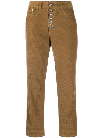 Shop Dondup Corduroy Cropped Trousers In Brown