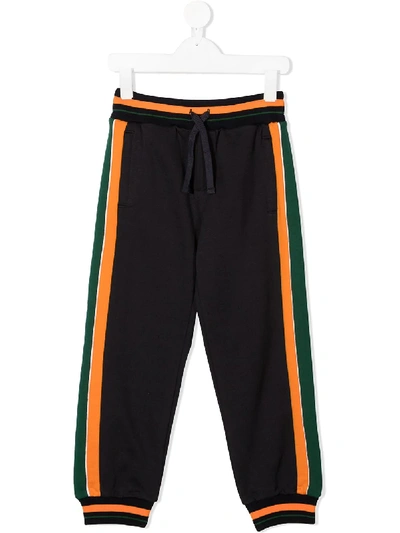 Dolce & Gabbana Logo Embellished Cotton Sweatpants In Blue