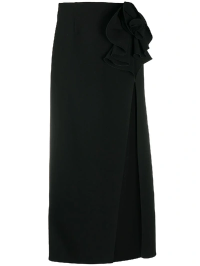 Shop Magda Butrym High Waisted Split Skirt In Black