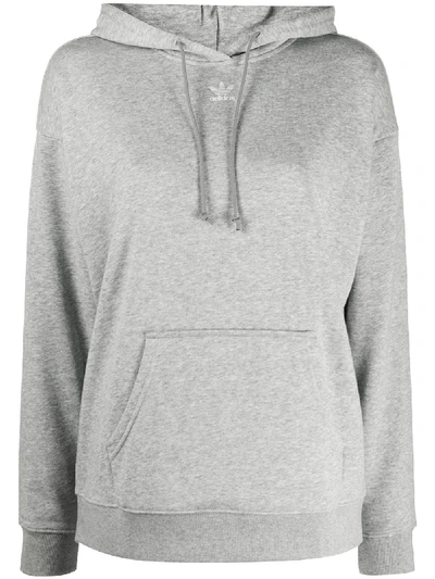 Shop Adidas Originals Long-sleeved Trefoil Logo Hoodie In Grey