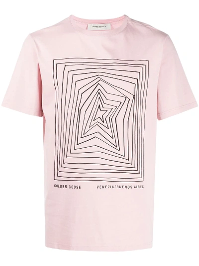 Shop Golden Goose Star Design T-shirt In Pink